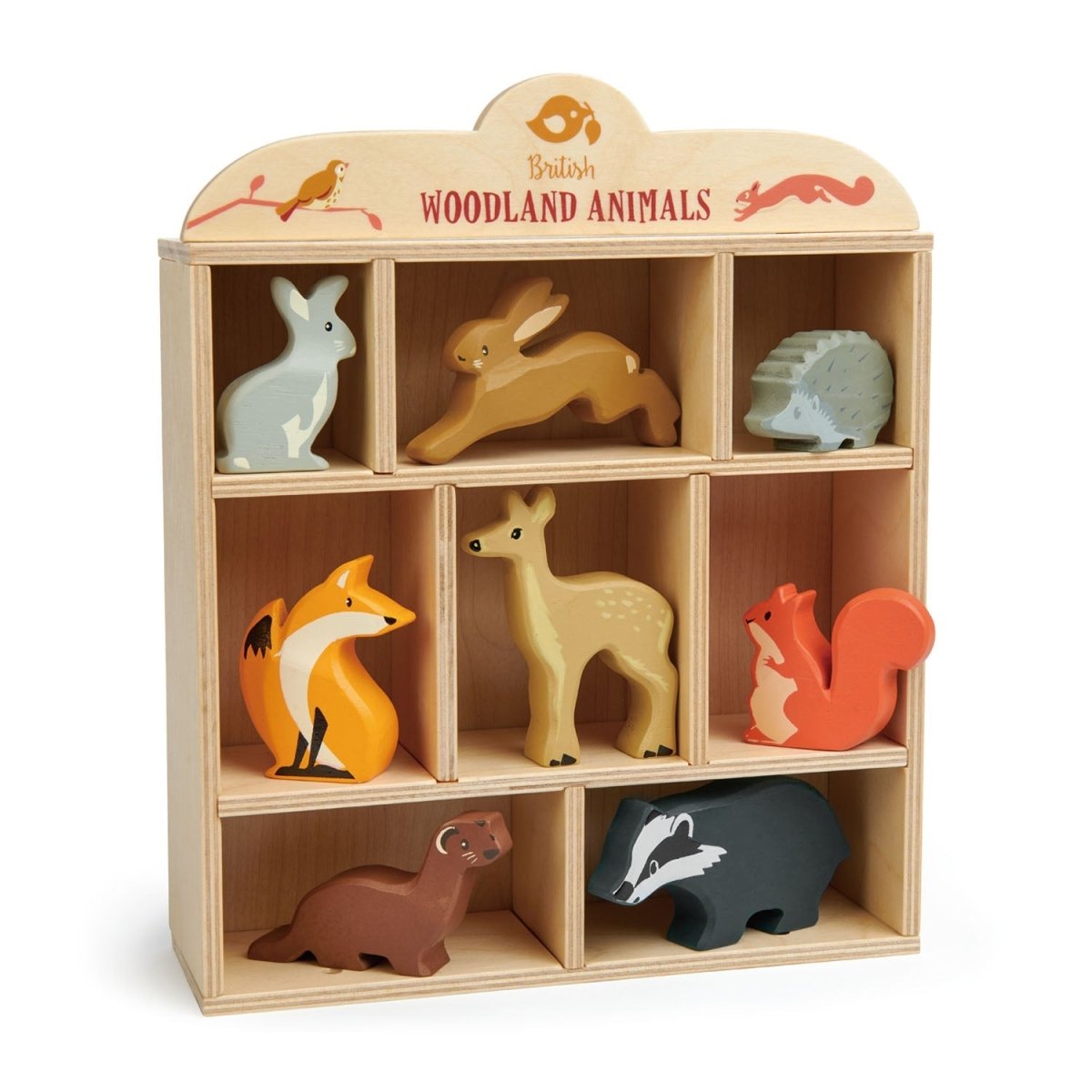 8 Woodland Animals Shelf Set – Wooden animals shelf for children, available at Learning Bugs UK
