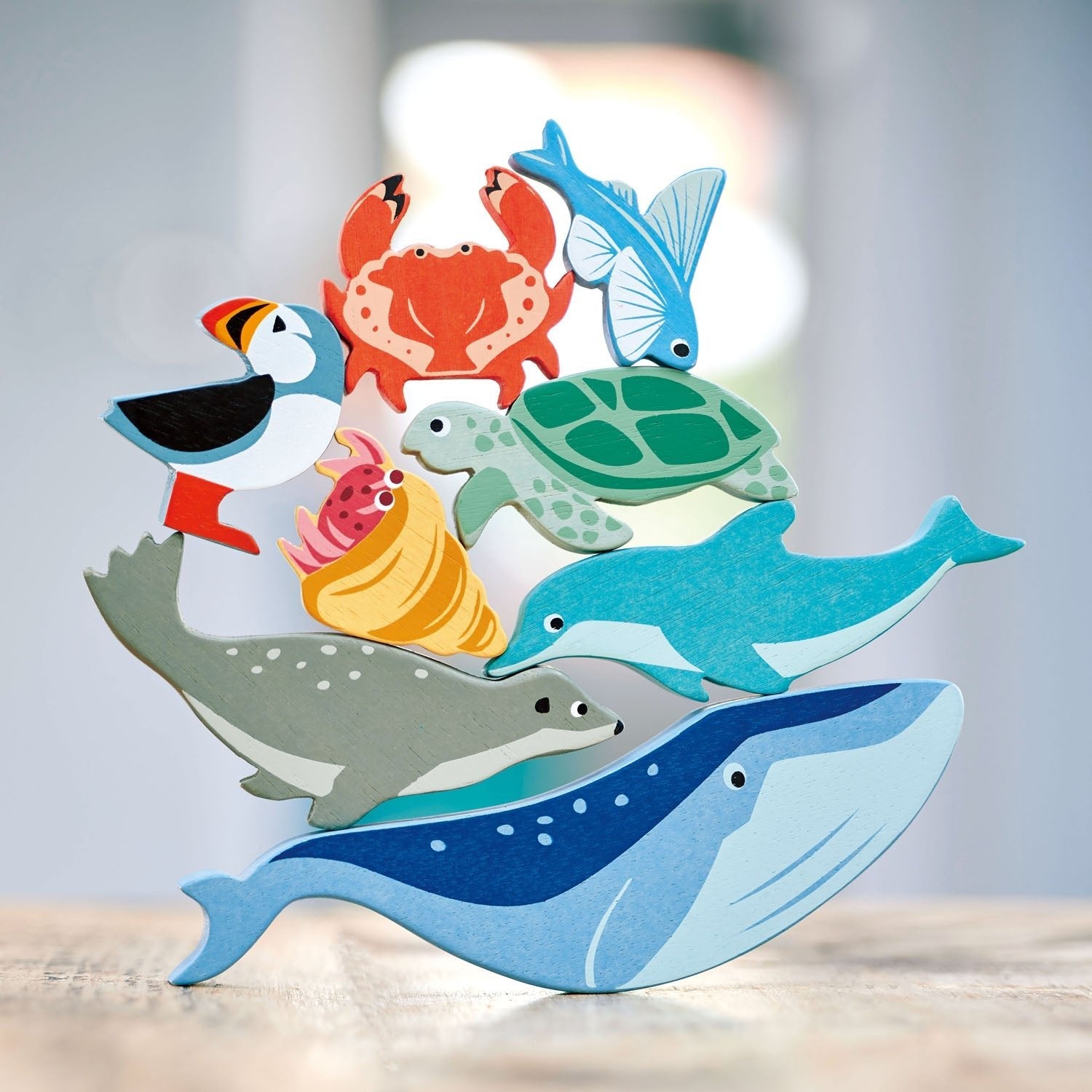 Buy 10 Coastal Creatures Shelf Set | Wooden animals shelf for kids by Learning Bugs UK