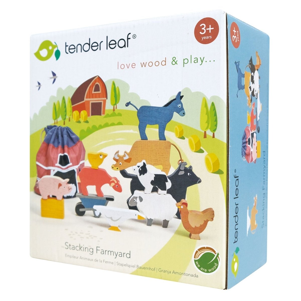Farmyard Stacker & Farmyard Rag Book Bundle – Wooden animal bundle for children, available at Learning Bugs UK