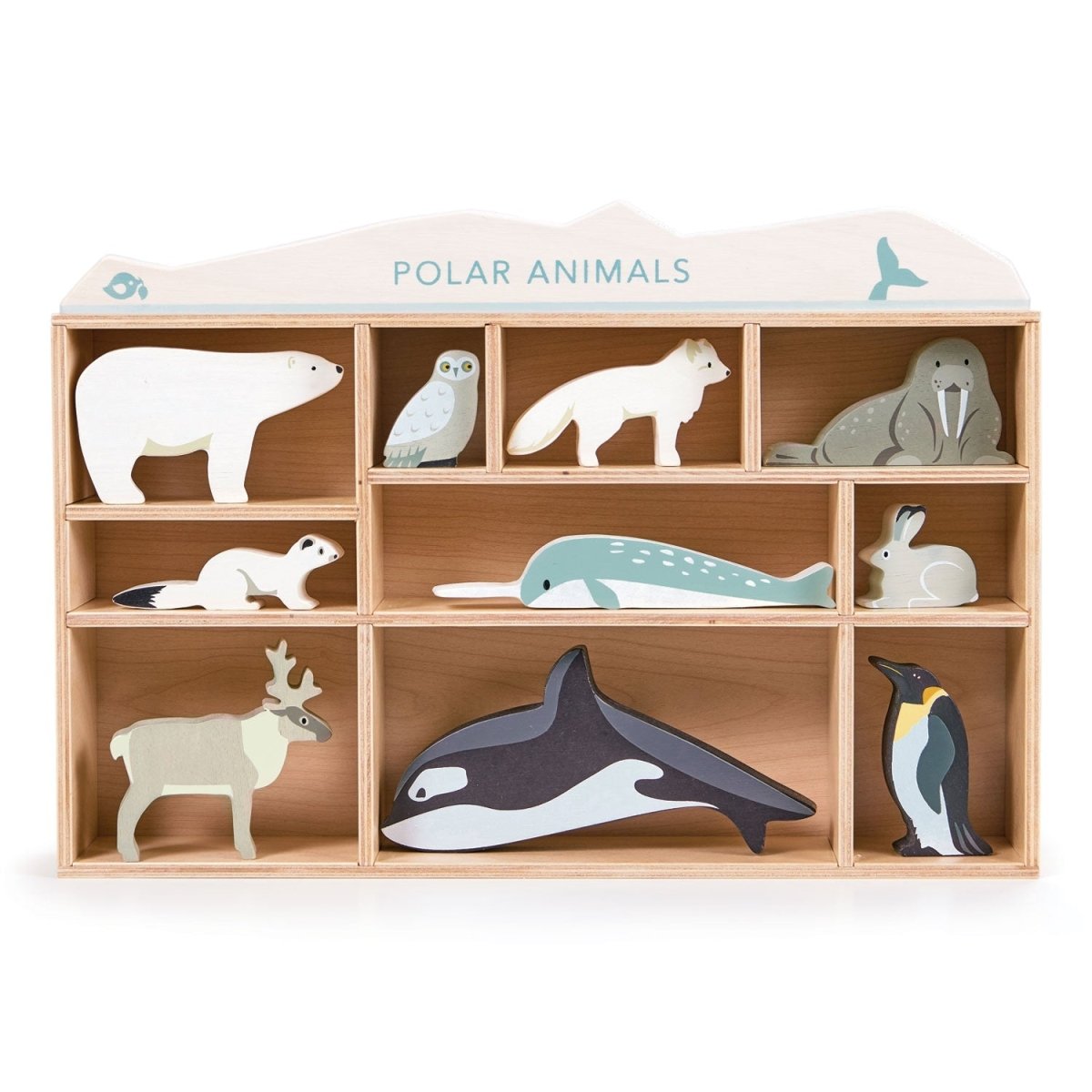 Polar Animals Shelf Set – Wooden animals shelf for children, available at Learning Bugs UK