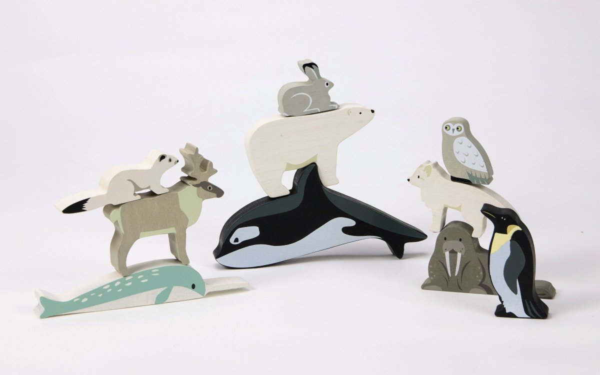 Polar Animals Shelf Set – Wooden animals shelf for children, available at Learning Bugs UK