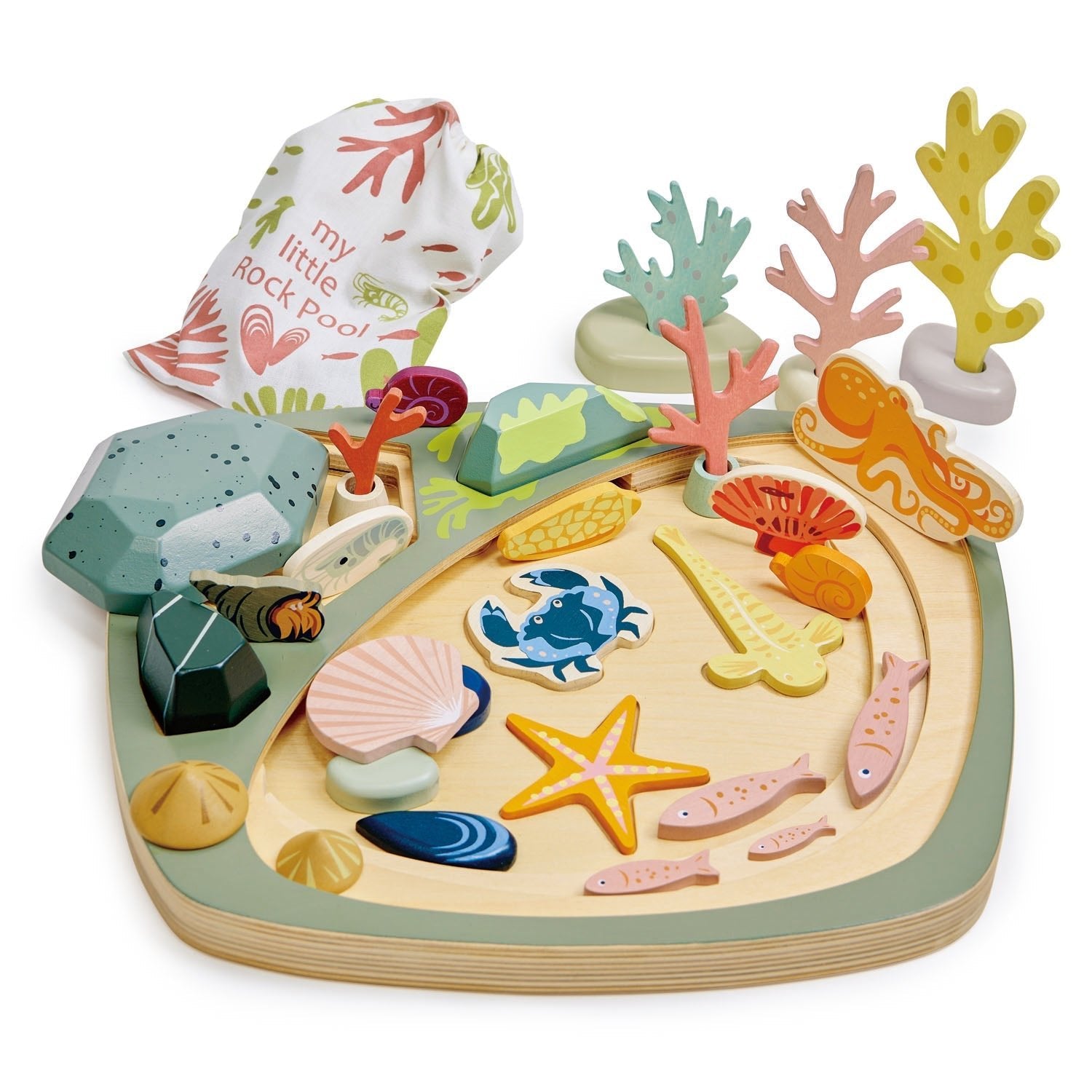 Buy Tender Leaf My Little Rock Pool | Wooden open ended play set for kids by Learning Bugs UK
