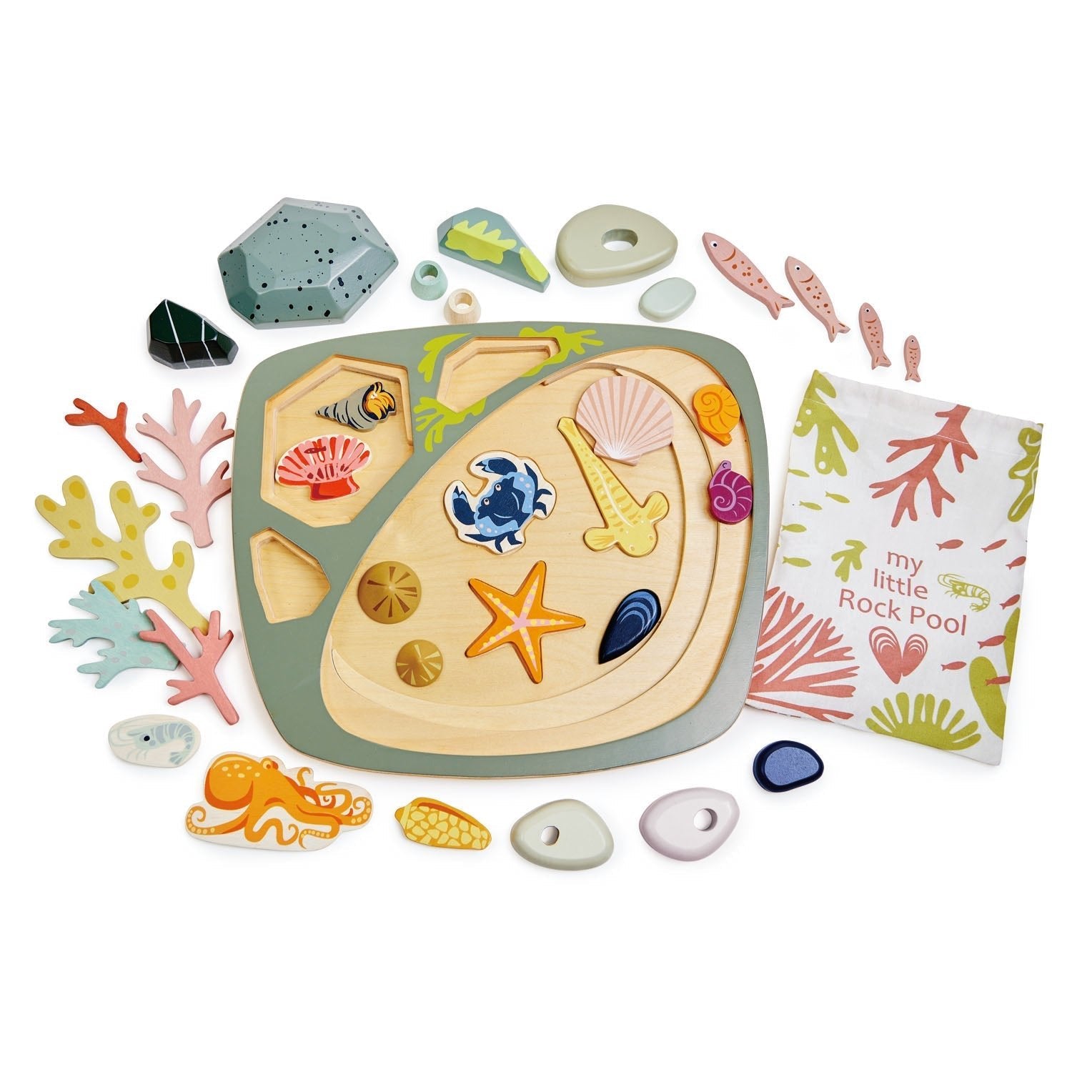 Buy Tender Leaf My Little Rock Pool | Wooden open ended play set for kids by Learning Bugs UK