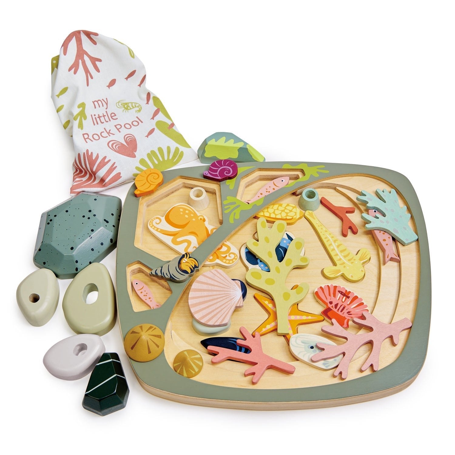 Buy Tender Leaf My Little Rock Pool | Wooden open ended play set for kids by Learning Bugs UK