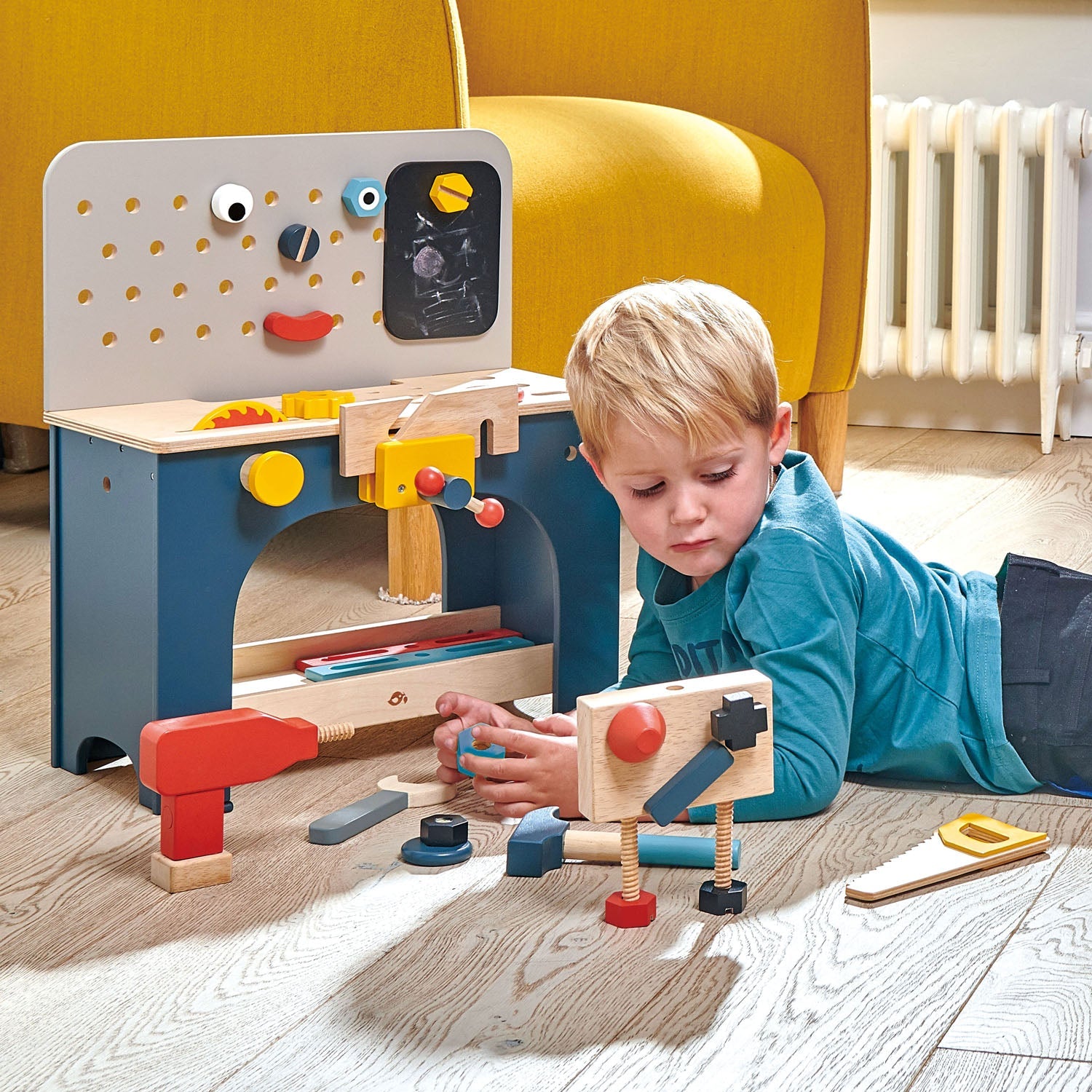 Buy Table Top Tool Bench | Wooden tool bench playset for kids by Learning Bugs UK