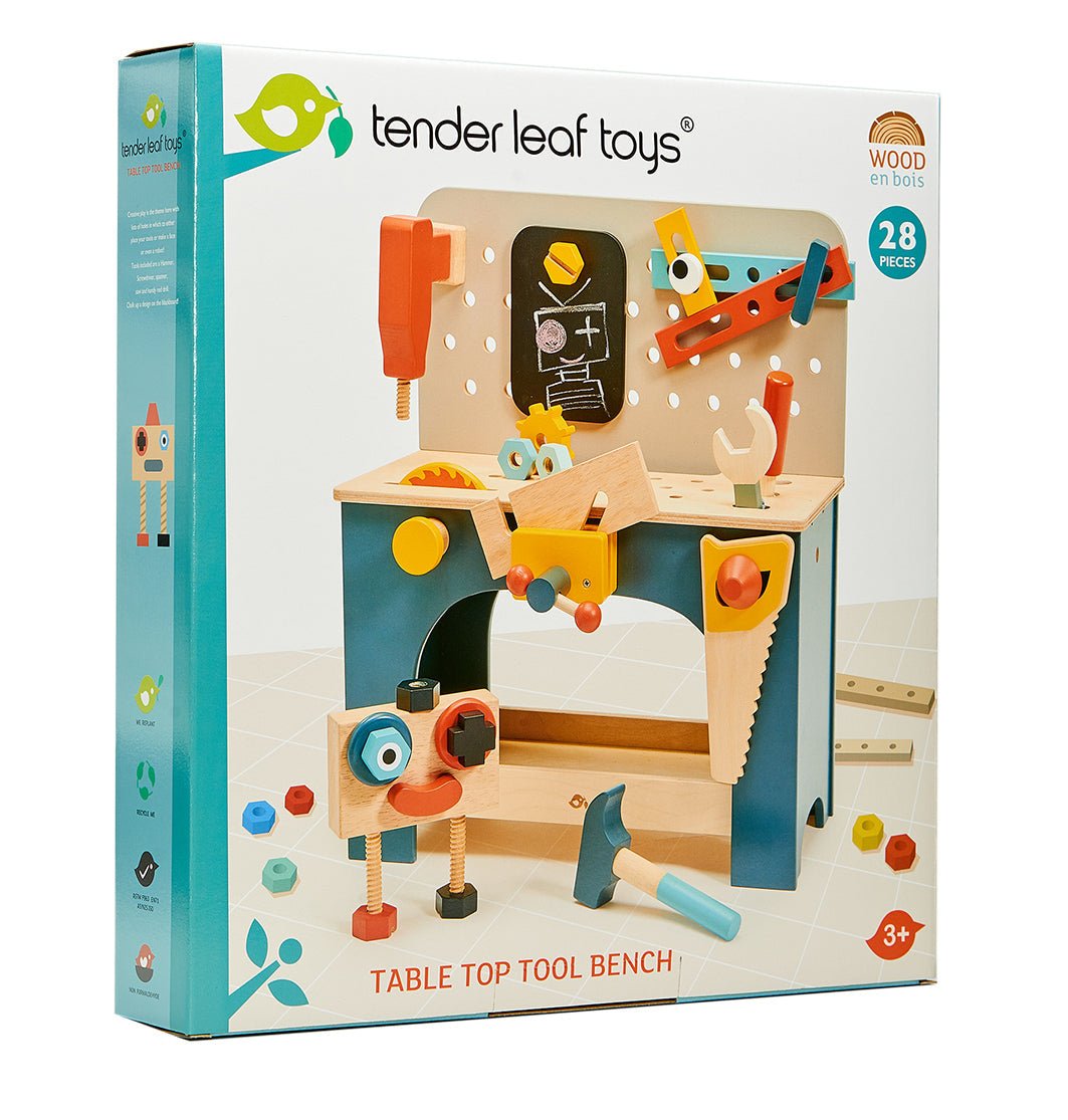 Buy Table Top Tool Bench | Wooden tool bench playset for kids by Learning Bugs UK