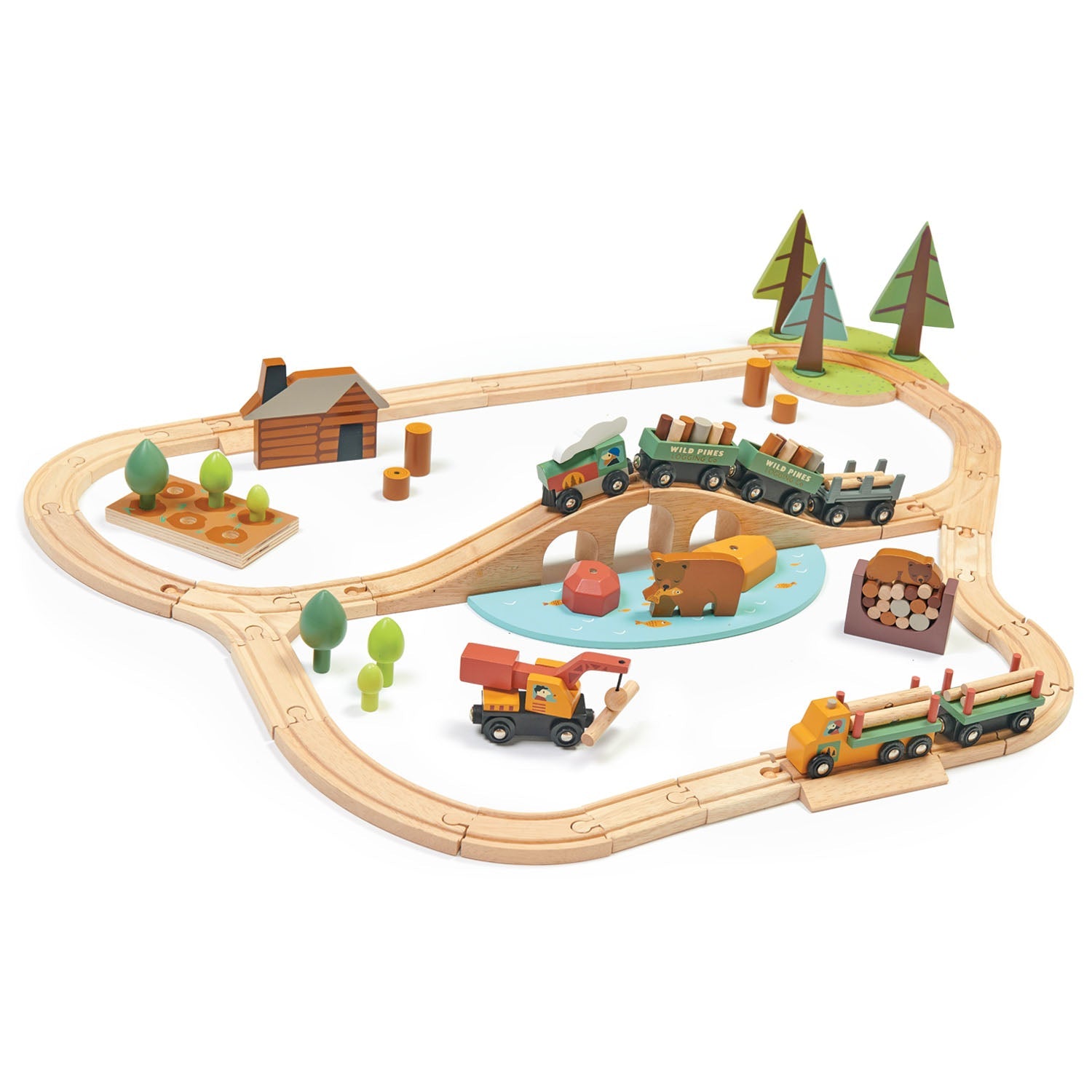 Buy Wild Pines Train Set | Wooden train sets for kids by Learning Bugs UK