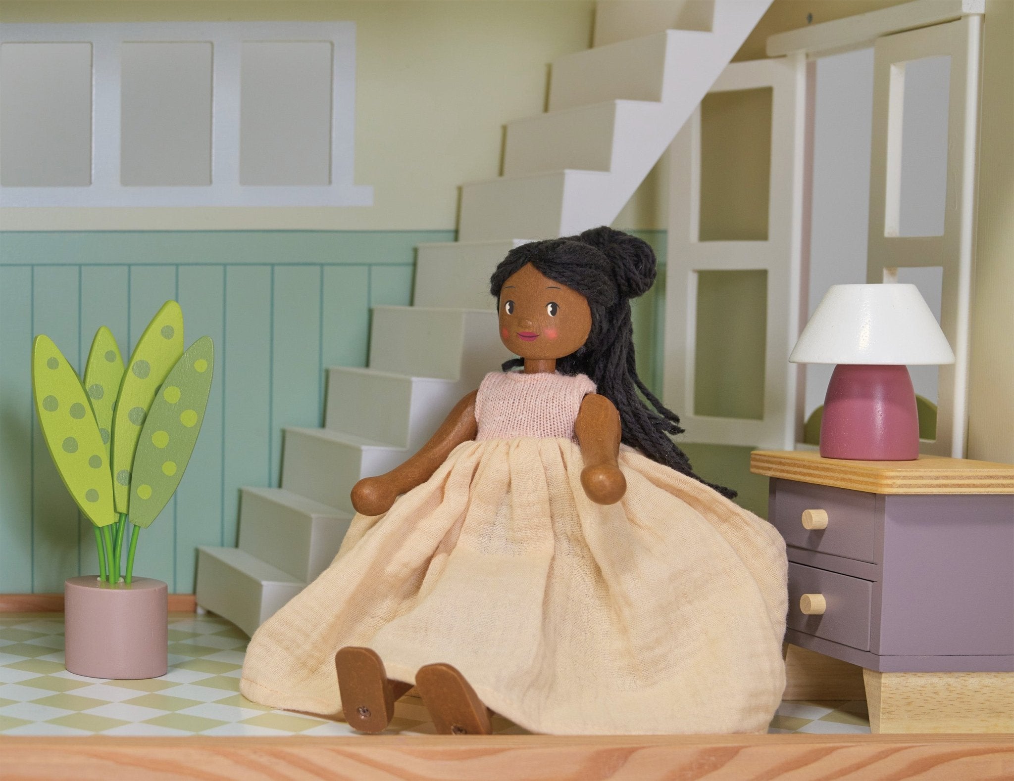 Buy Lola Wooden Doll | Wooden dolls house doll for kids by Learning Bugs UK