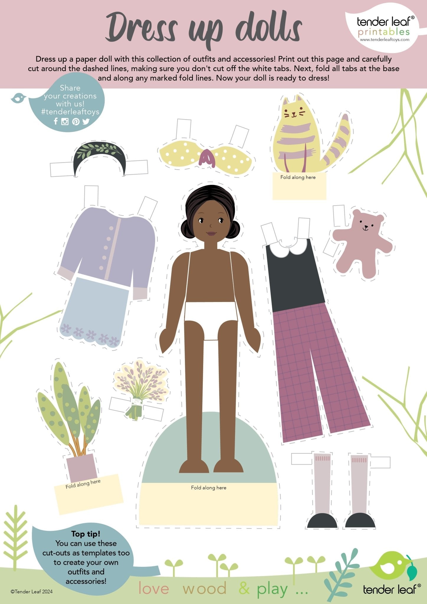 Buy Lola Wooden Doll | Wooden dolls house doll for kids by Learning Bugs UK