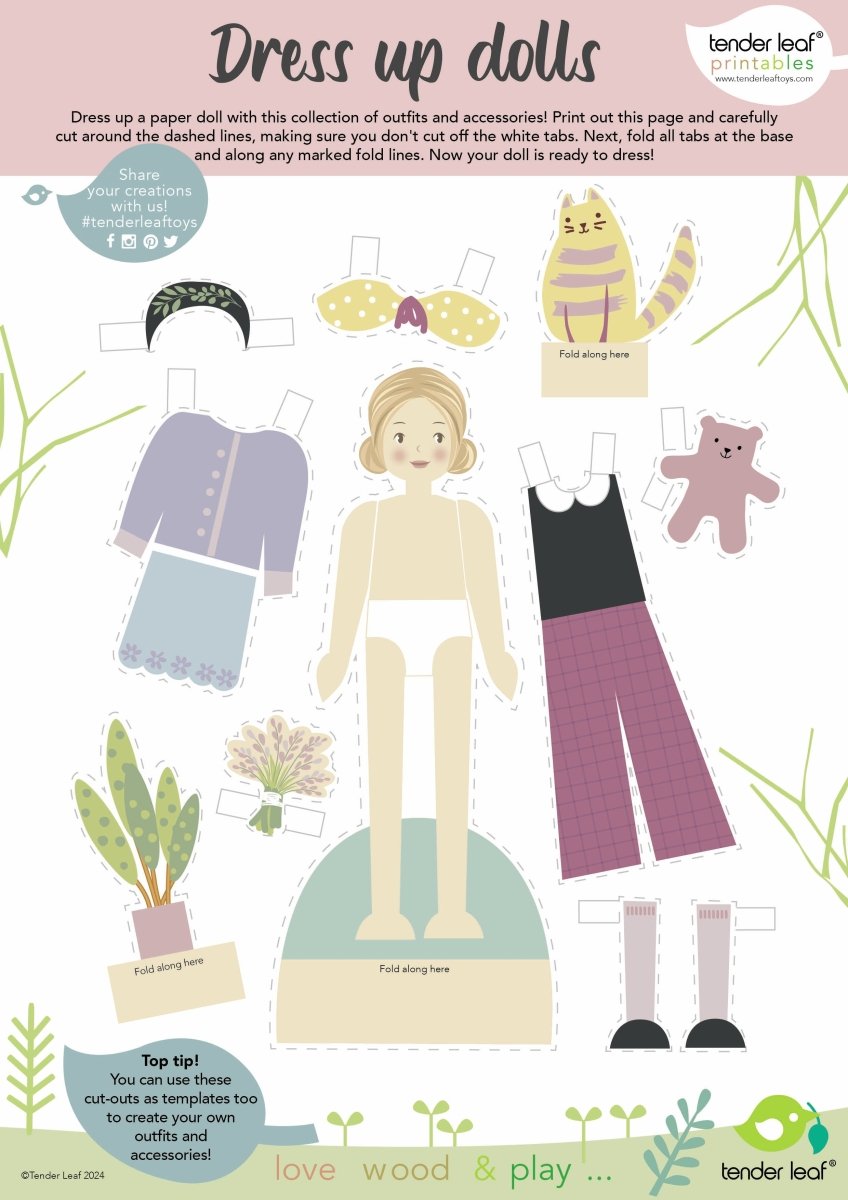 Fearne Wooden Doll – Wooden dolls house doll for children, available at Learning Bugs UK