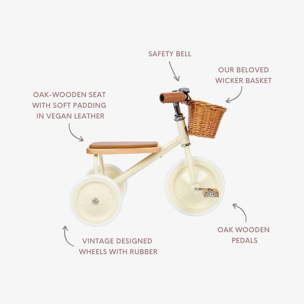 Banwood Trike – Classic Toddler Tricycle (Cream)