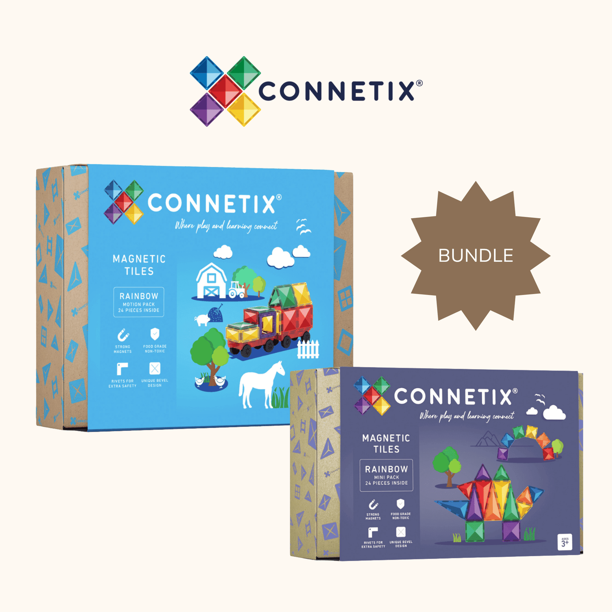 Connetix Magnetic Tiles Rainbow Bundle