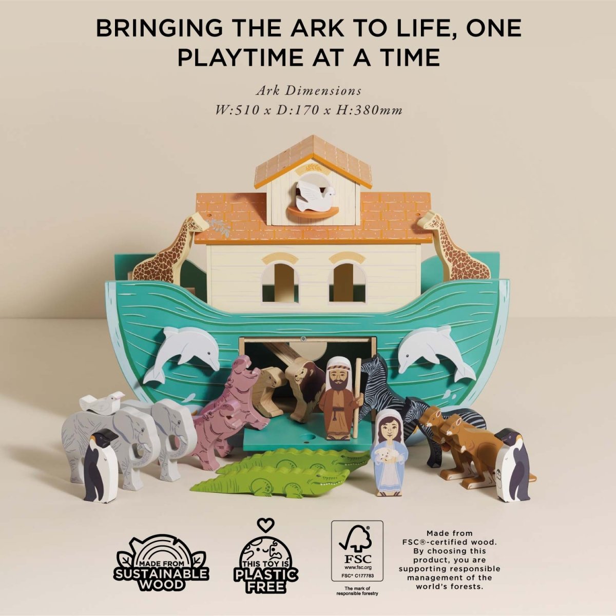 Noah’s Great Wooden Ark & Animals – Educational Toys for children, available at Learning Bugs UK