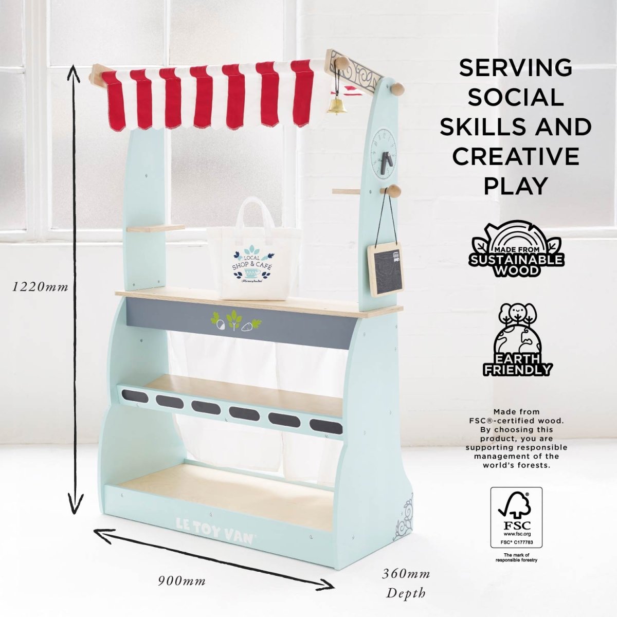 Shop & Café Market Stand – Pretend Shopping & Grocery for children, available at Learning Bugs UK