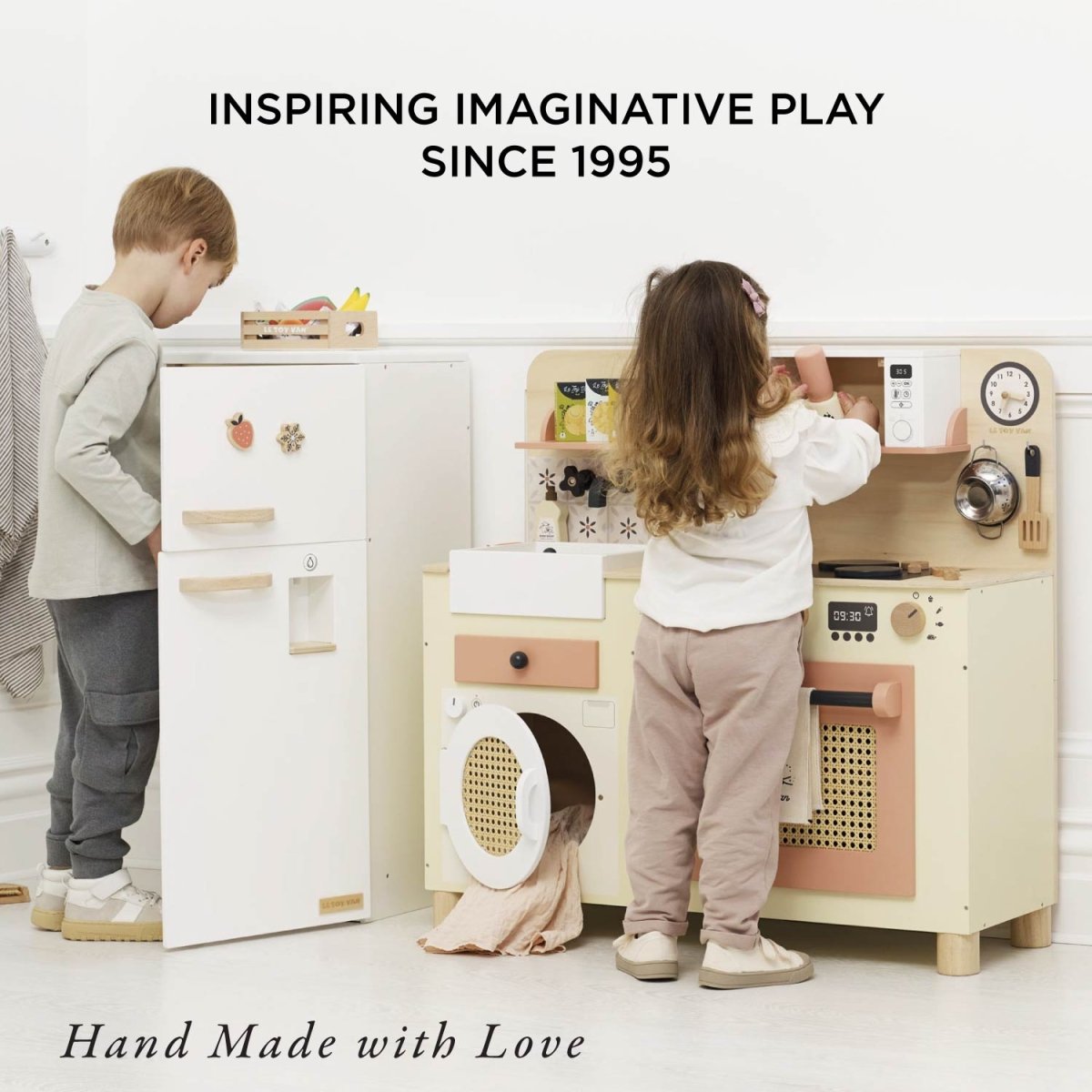 Rattan Family Wooden Play Kitchen – Toy Kitchens & Play Food for children, available at Learning Bugs UK