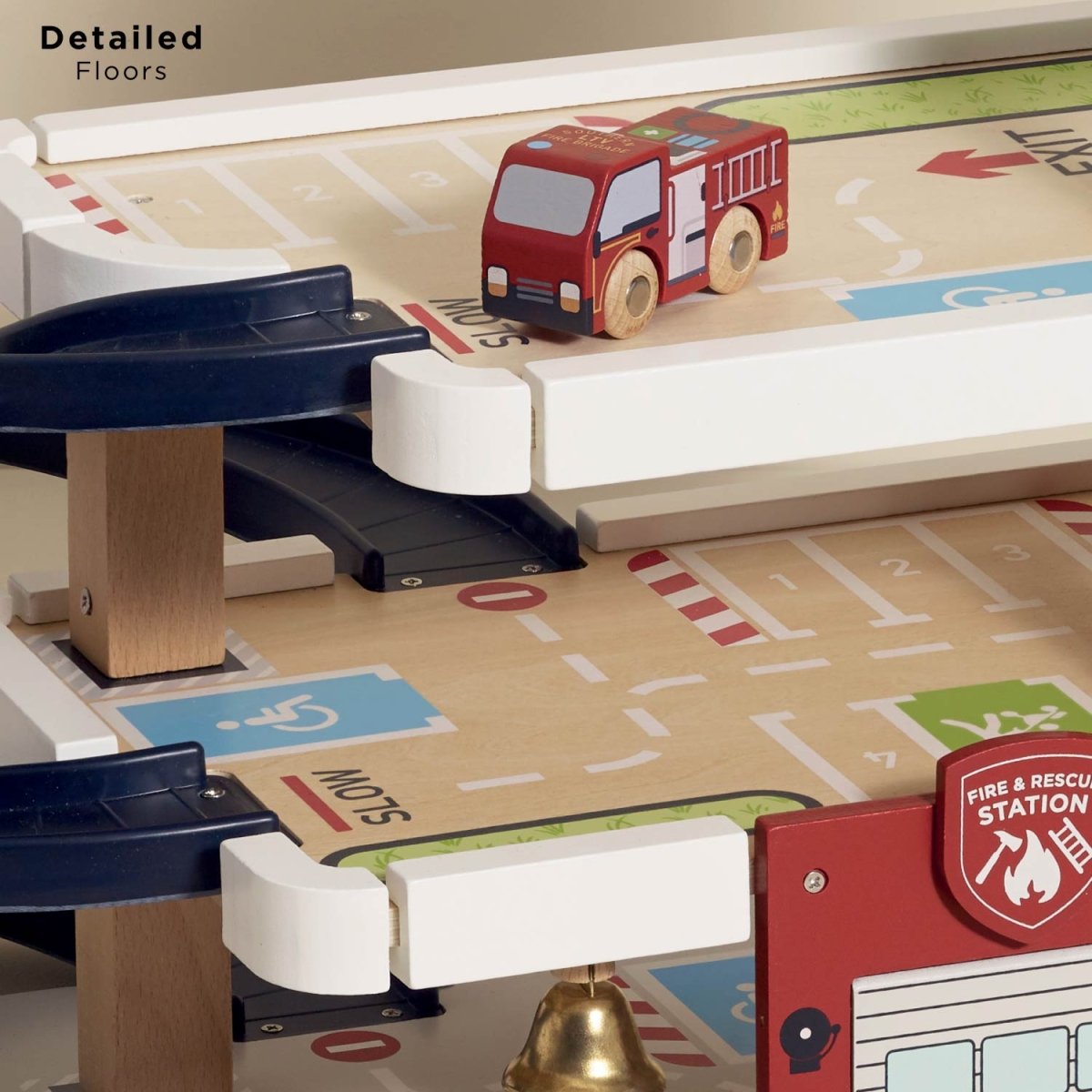 Fire & Rescue Wooden Garage – Play Vehicles for children, available at Learning Bugs UK