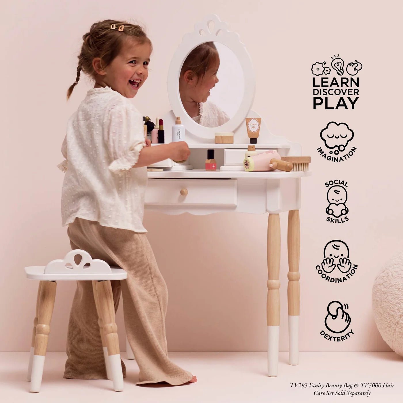 Buy Le Toy Van Dressing Up Vanity Table & Stool | for kids by Learning Bugs UK