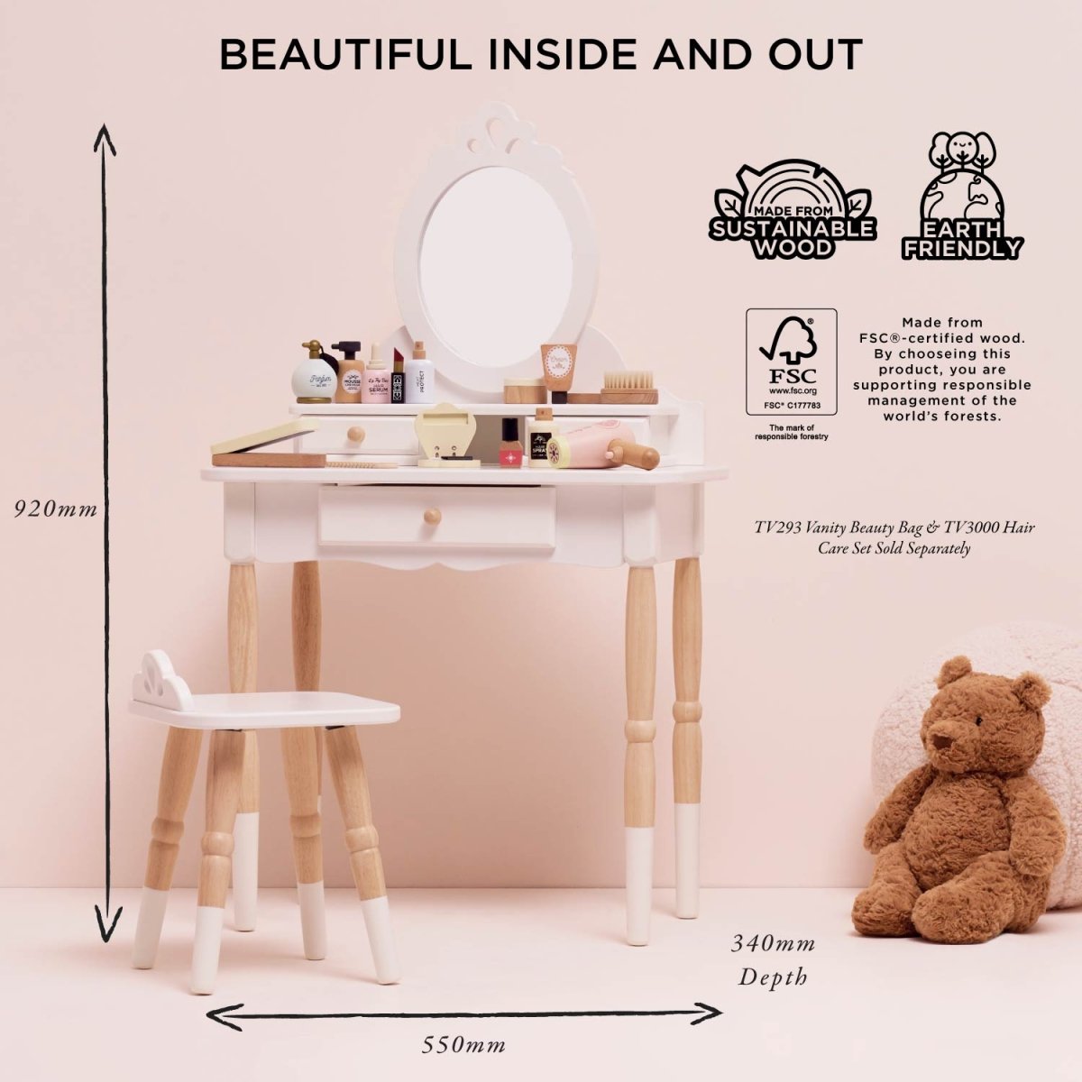 Dressing-up Vanity Table & Stool – Baby & Toddler Furniture Sets for children, available at Learning Bugs UK