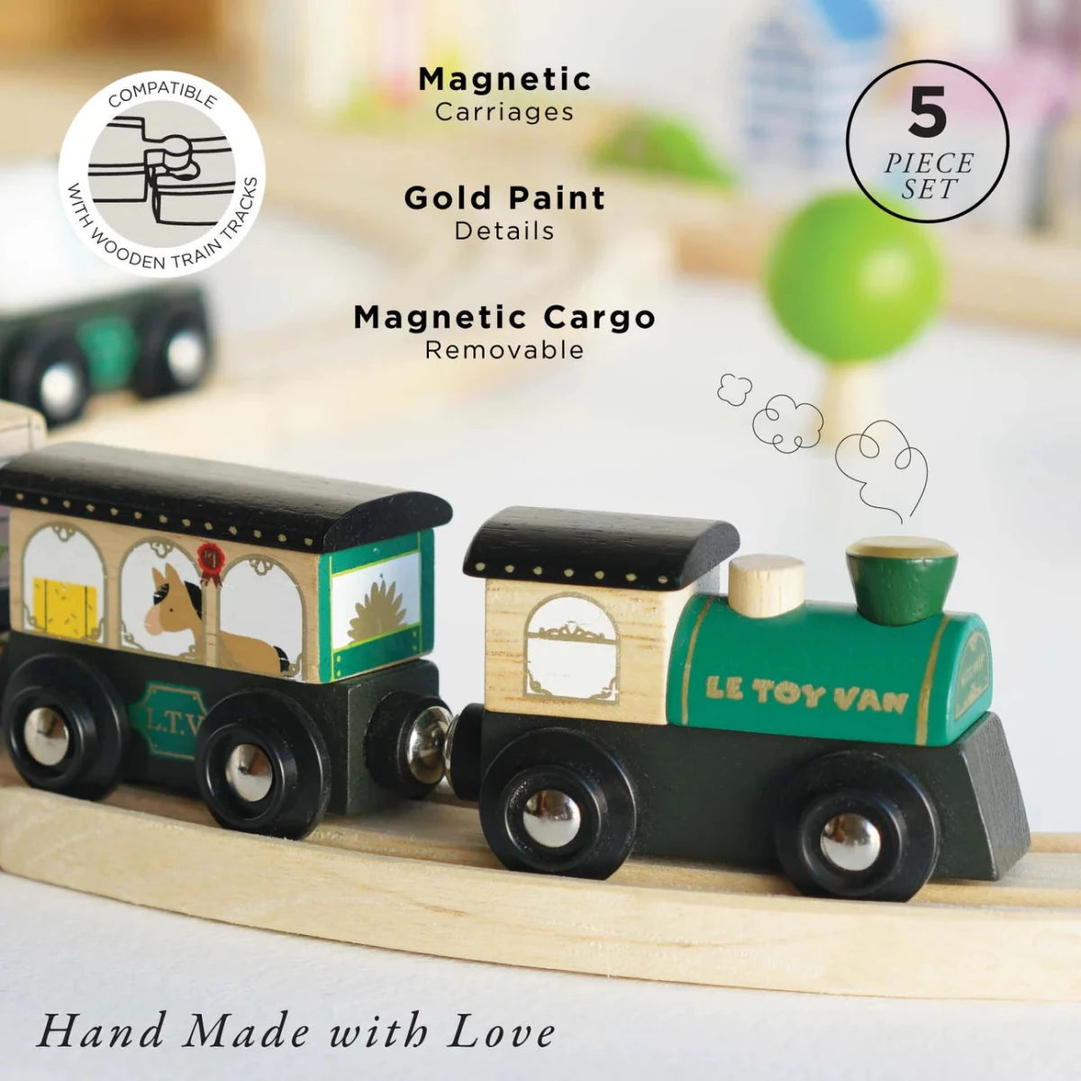 Le Toy Van Royal Express Train & Carriages - Green – Wooden Train for children, available at Learning Bugs UK