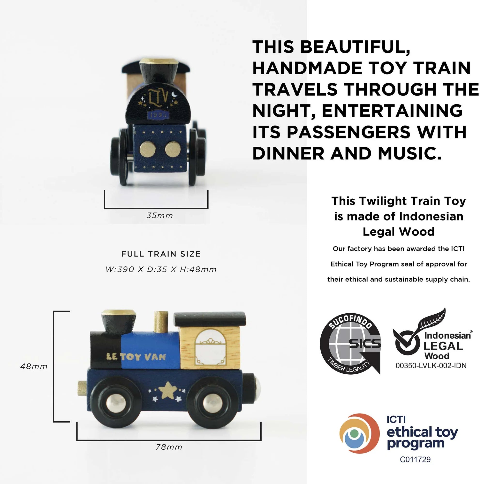 Le Toy Van - Twilight Pull Train by Lauvely - Learning Bugs UK