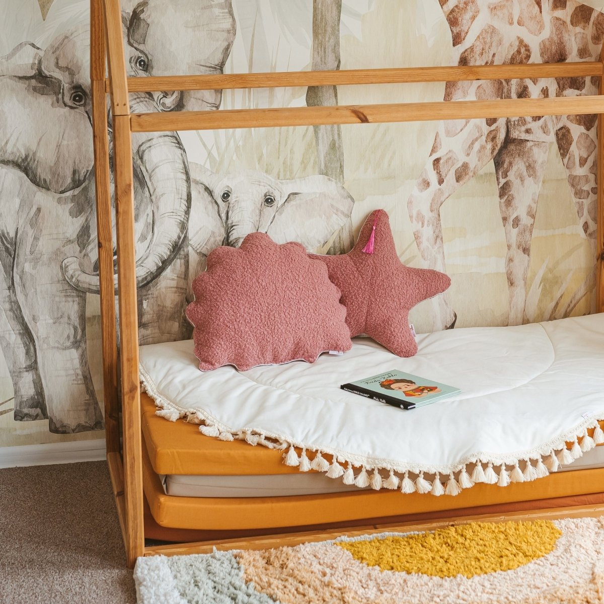 MINICAMP Boucle Seashell & Starfish Throw Pillows in Rose | PACK of 2 – Decorative Pillows for children, available at Learning Bugs UK