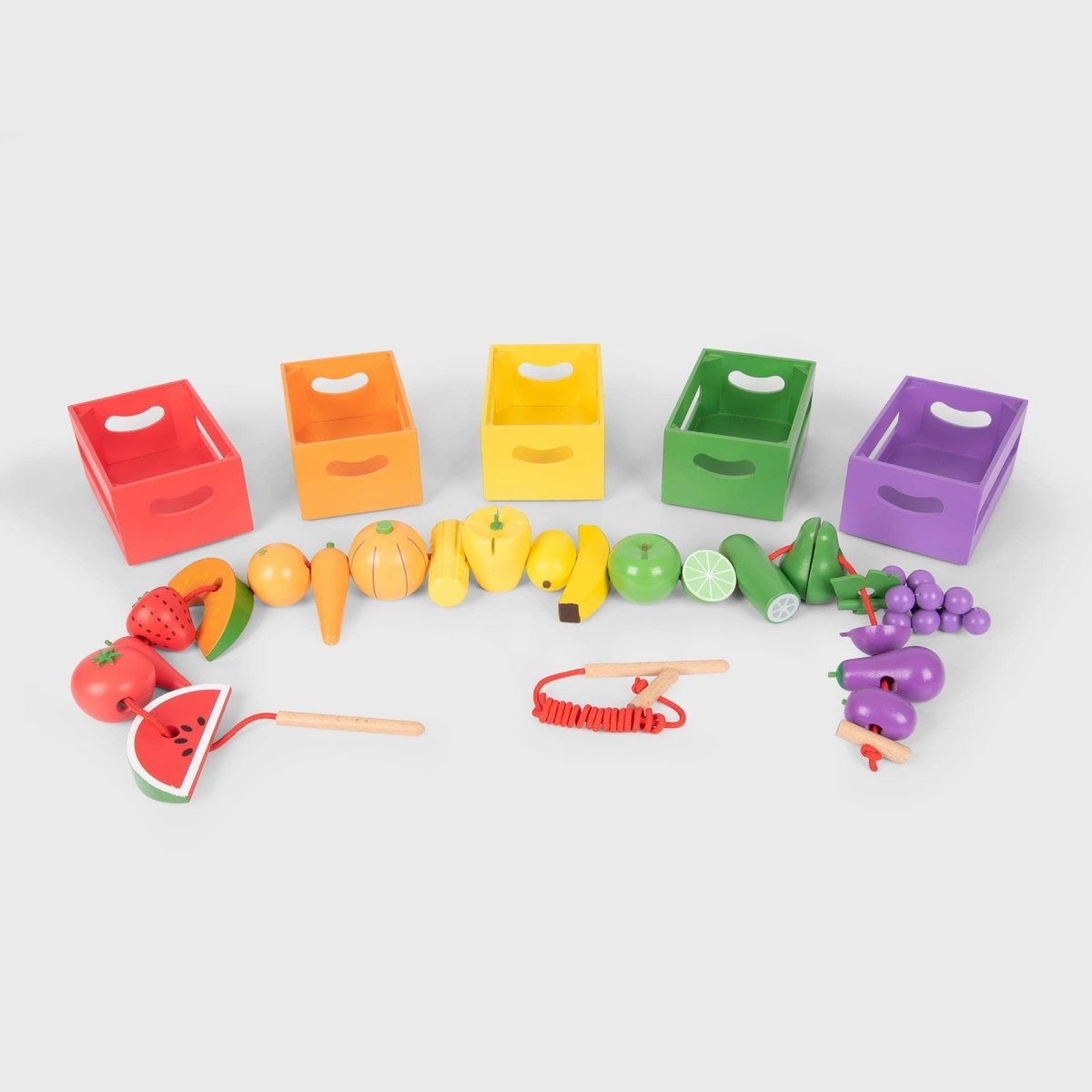 Wooden Sorting Fruit & Vegetable Crates – Small World Play - Accessories for children, available at Learning Bugs UK
