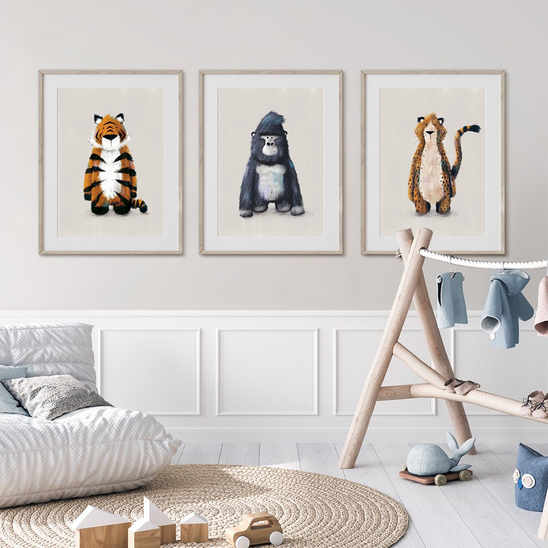 Neutral Jungle Safari Animal Nursery Prints Set of 3 – Print Sets for children, available at Learning Bugs UK