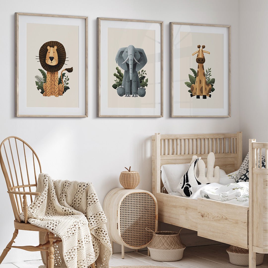 Scandi Safari Nursery Prints set of 3 – Print Sets for children, available at Learning Bugs UK
