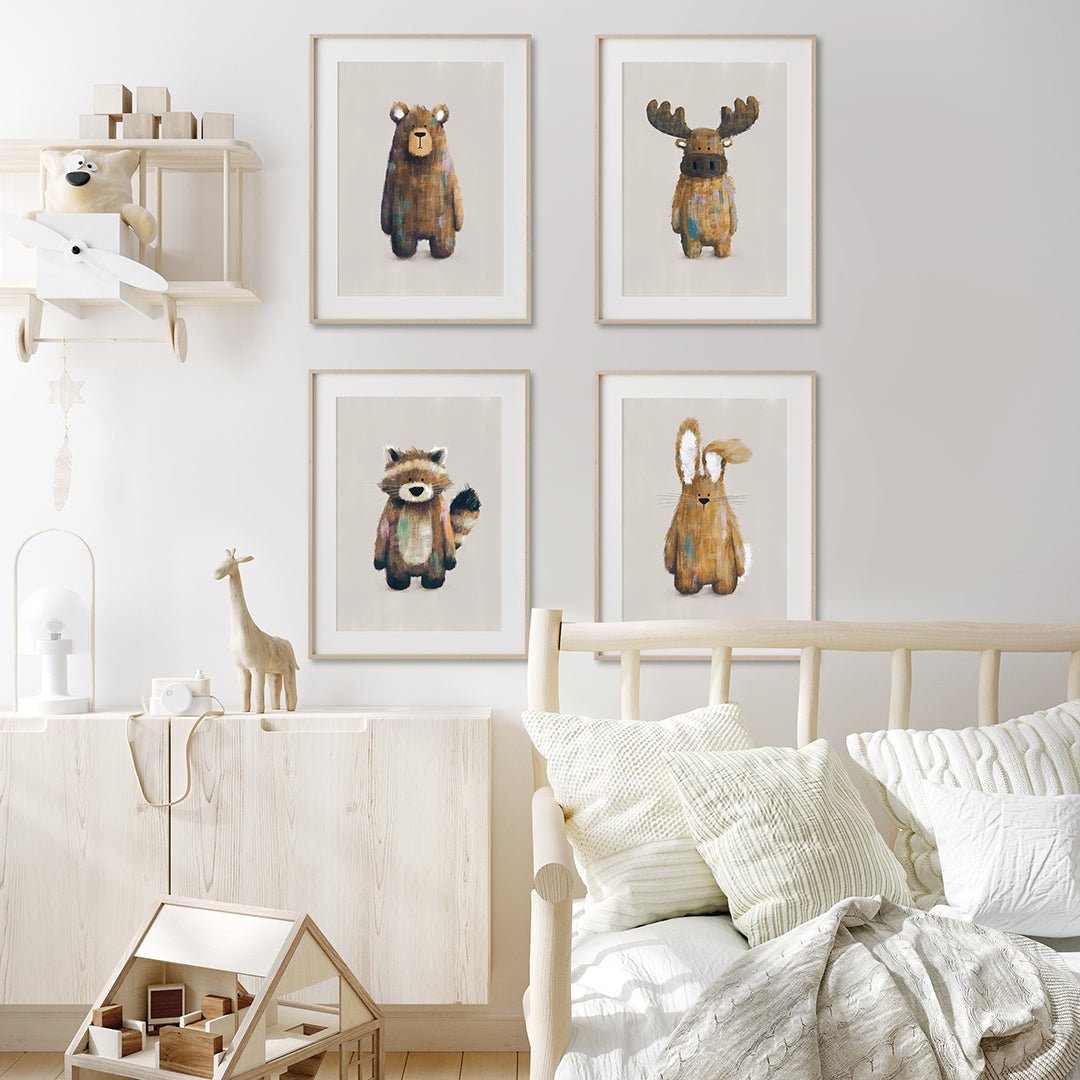 Neutral Woodland Nursery Prints Set of 4 – Print Sets for children, available at Learning Bugs UK