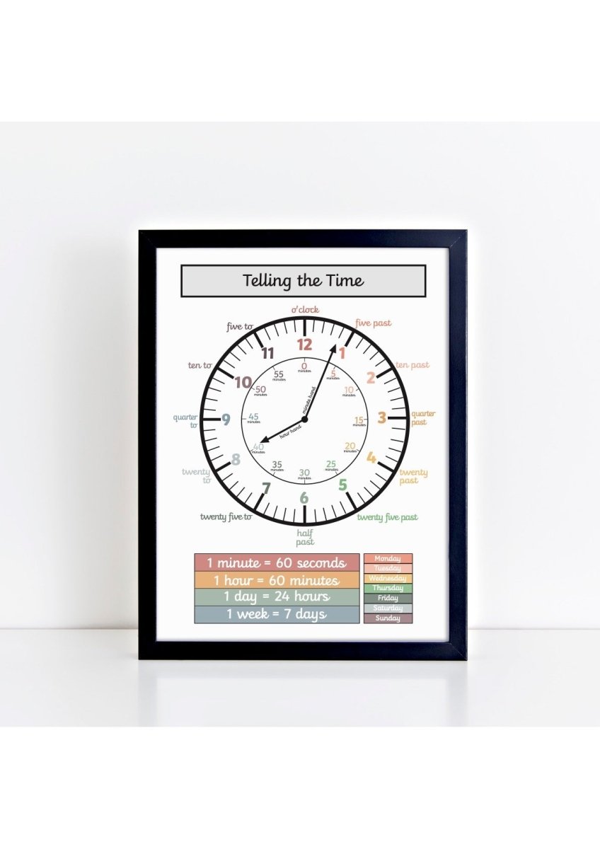Time black Print - muted – Best Sellers for children, available at Learning Bugs UK