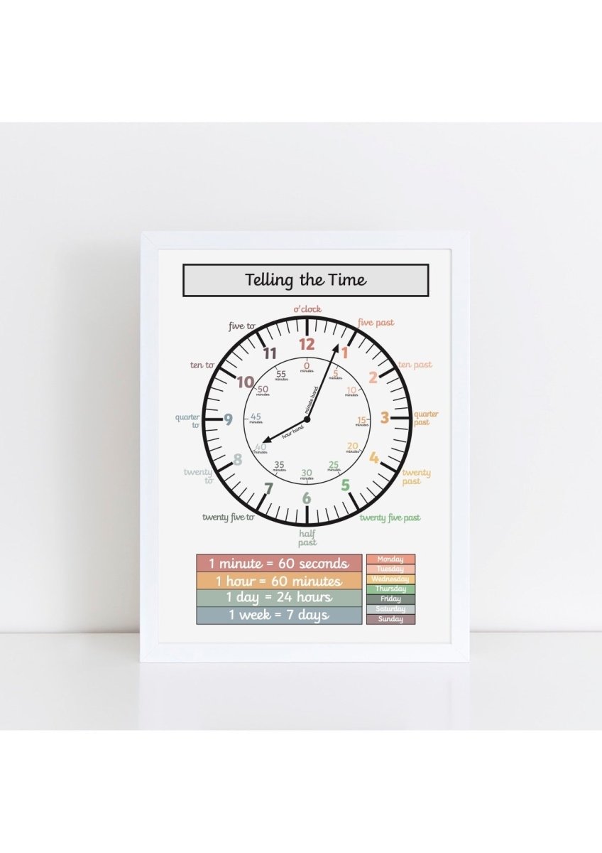 Time black Print - muted – Best Sellers for children, available at Learning Bugs UK
