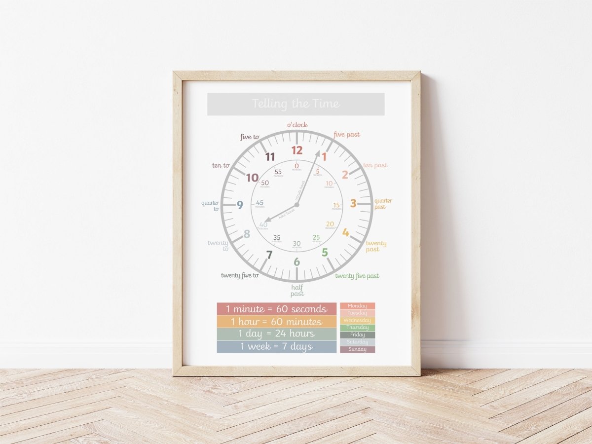 Time Print - muted – Best Sellers for children, available at Learning Bugs UK
