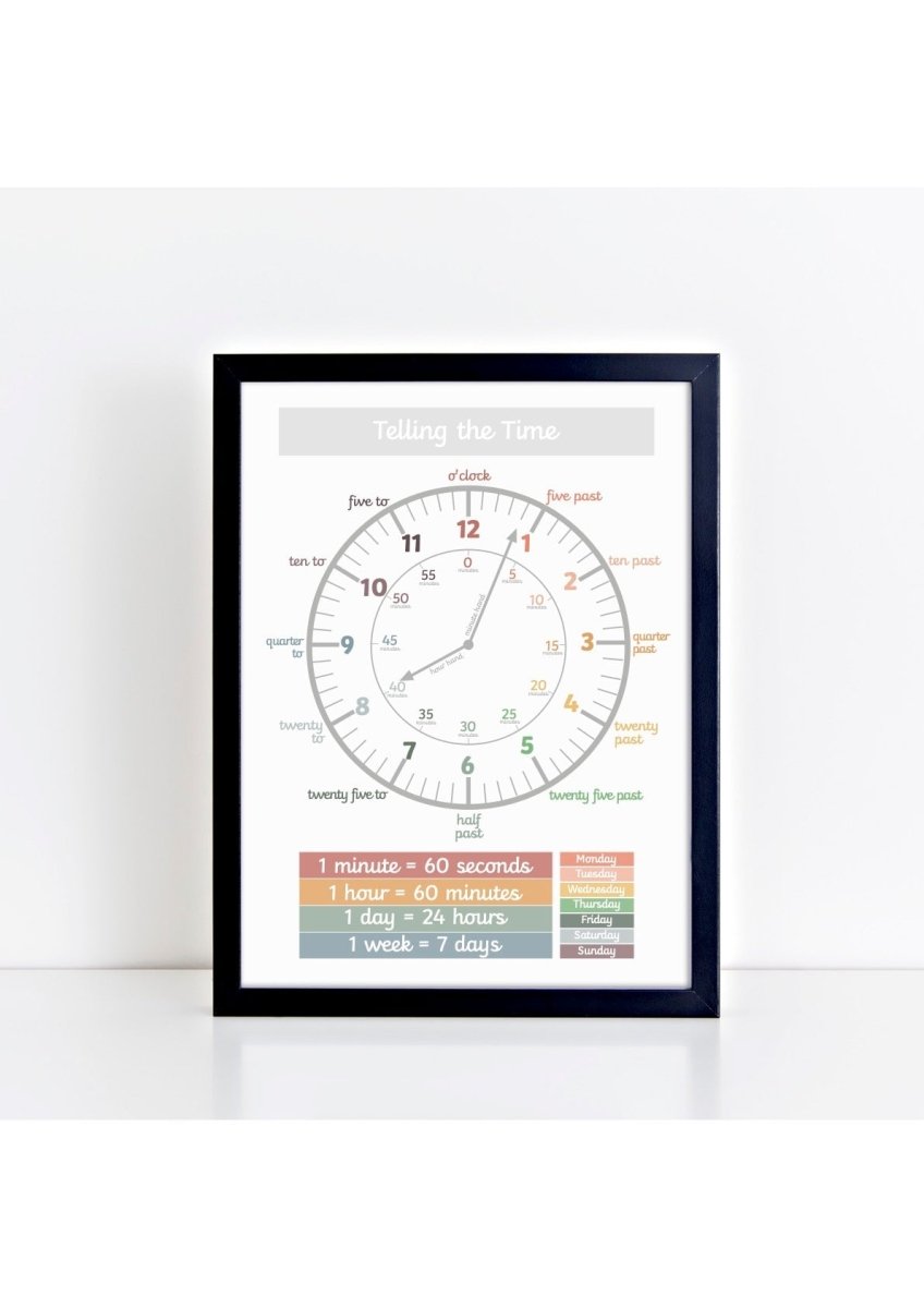 Time Print - muted – Best Sellers for children, available at Learning Bugs UK