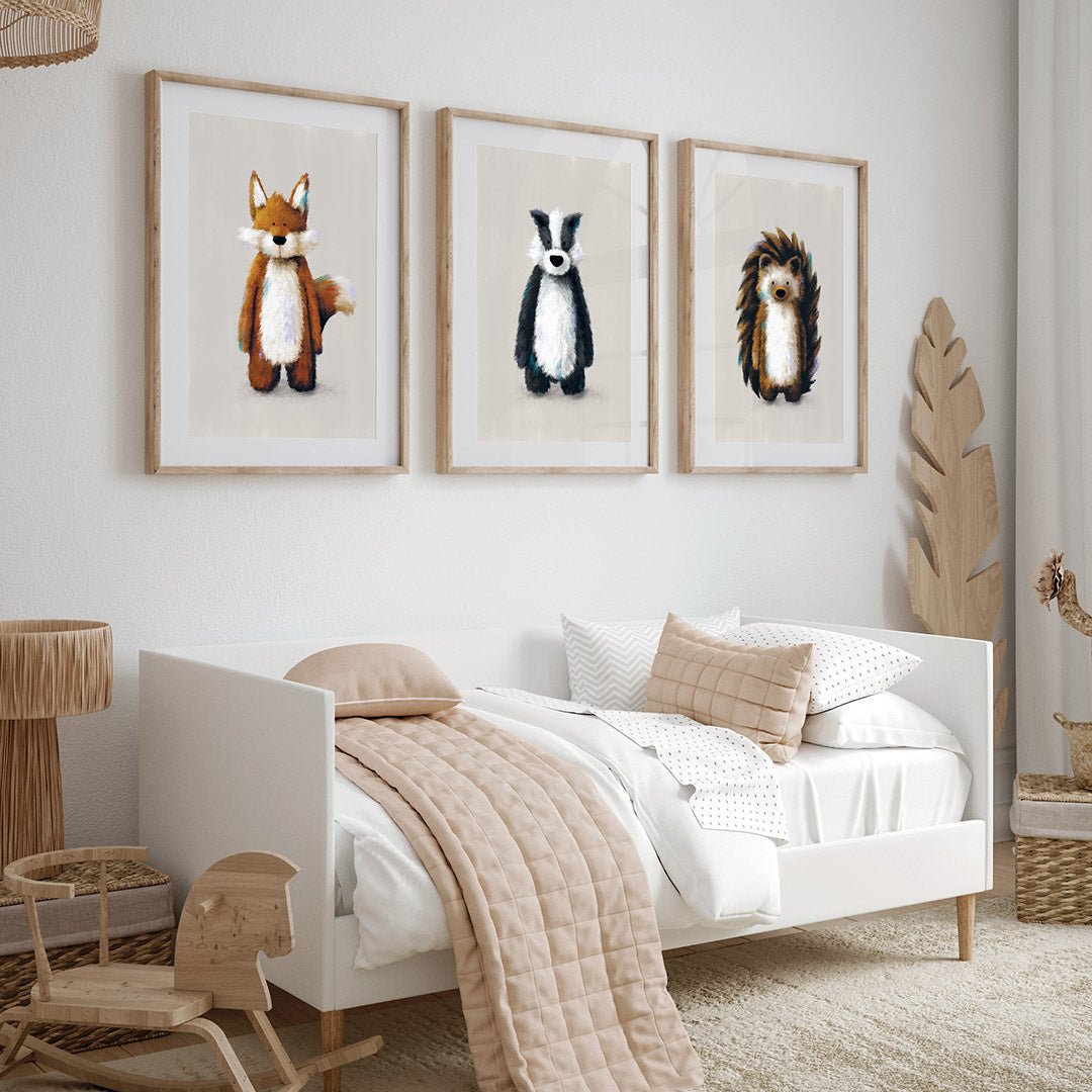Woodland Animals Nursery Prints Set of 3 – Print Sets for children, available at Learning Bugs UK