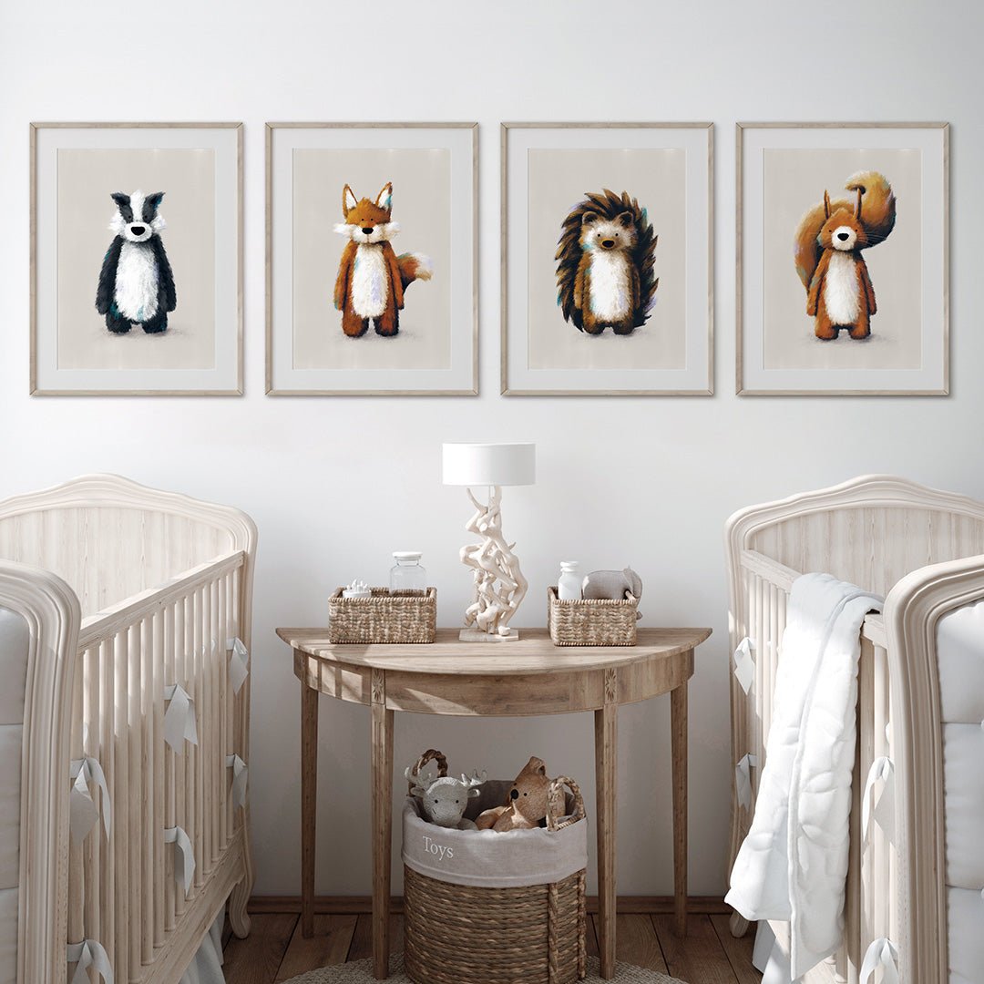 Childrens Woodland Nursery Prints Set of 4 – Print Sets for children, available at Learning Bugs UK
