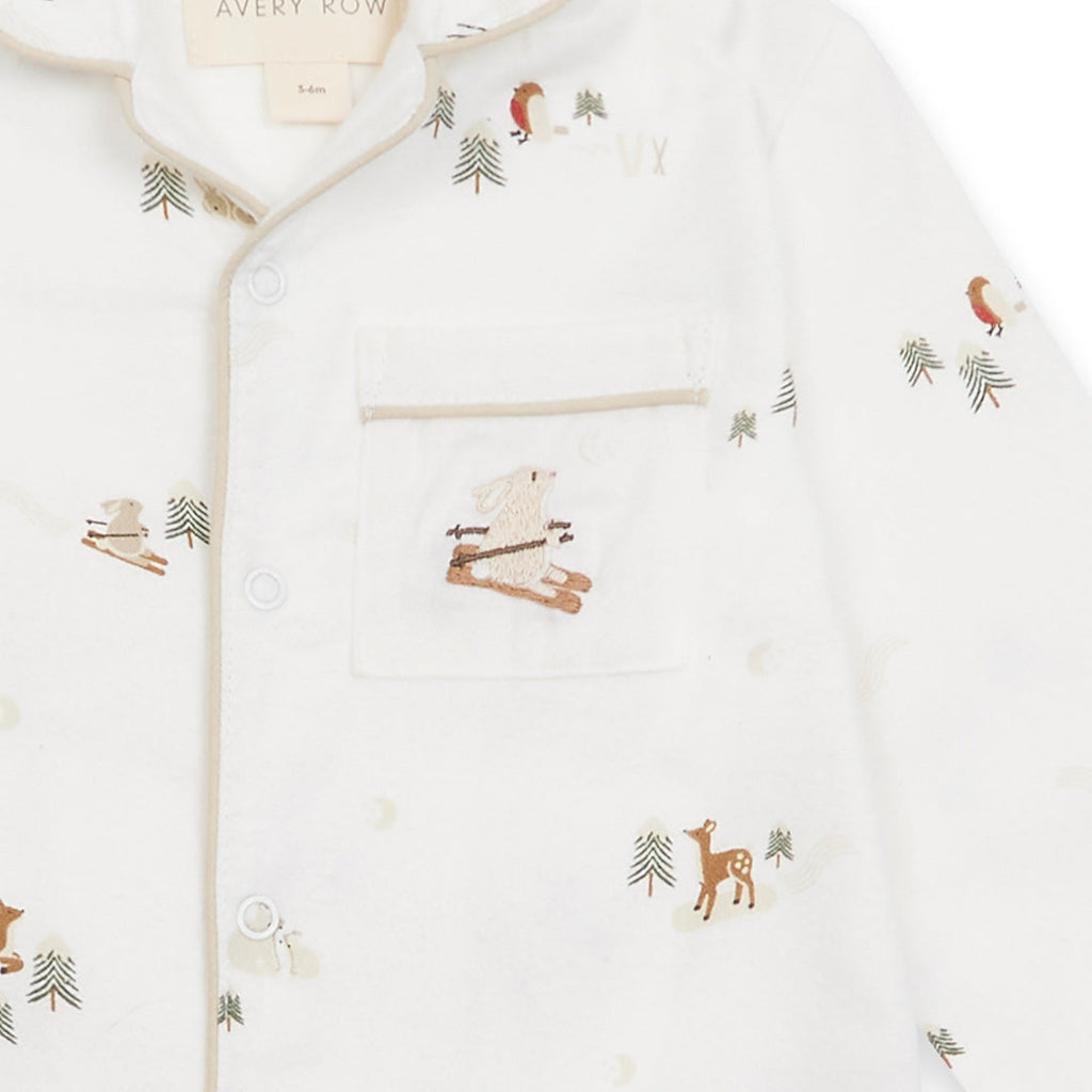 Christmas Baby Flannel Sleepsuit - Winter Ski