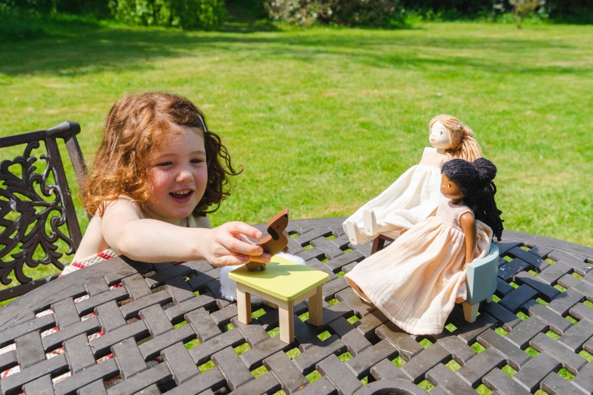 Fearne Wooden Doll – Wooden dolls house doll for children, available at Learning Bugs UK