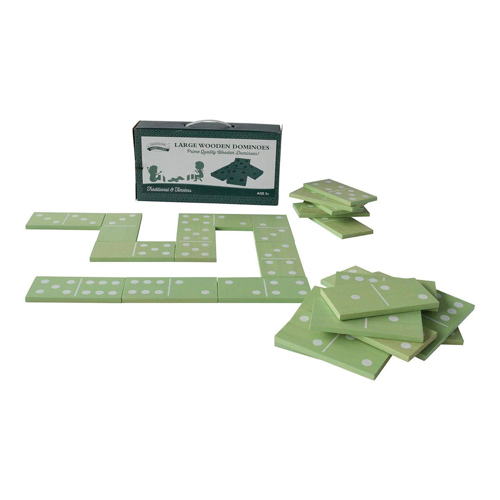 Large Wooden Dominoes - Mint-Coloured Garden Set by Traditional Garden Games - Learning Bugs UK