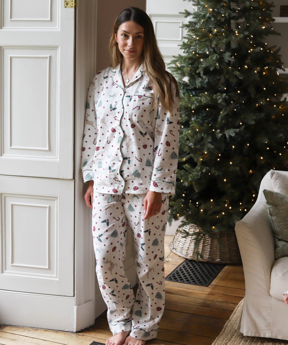 Avery Row Women's Flannel Pyjamas - Christmas Carousel – Christmas for children, available at Learning Bugs UK