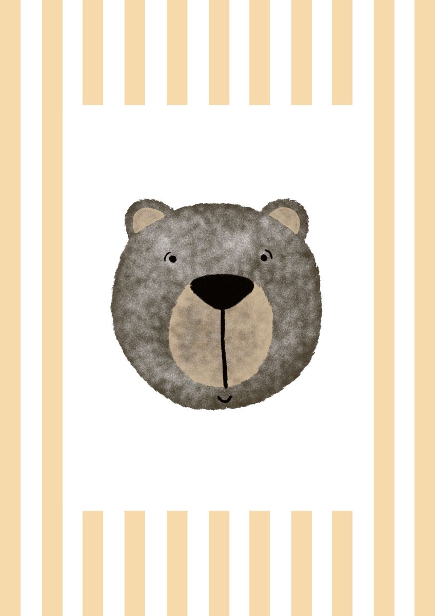 Bear Print - Yellow Stripes – for children, available at Learning Bugs UK