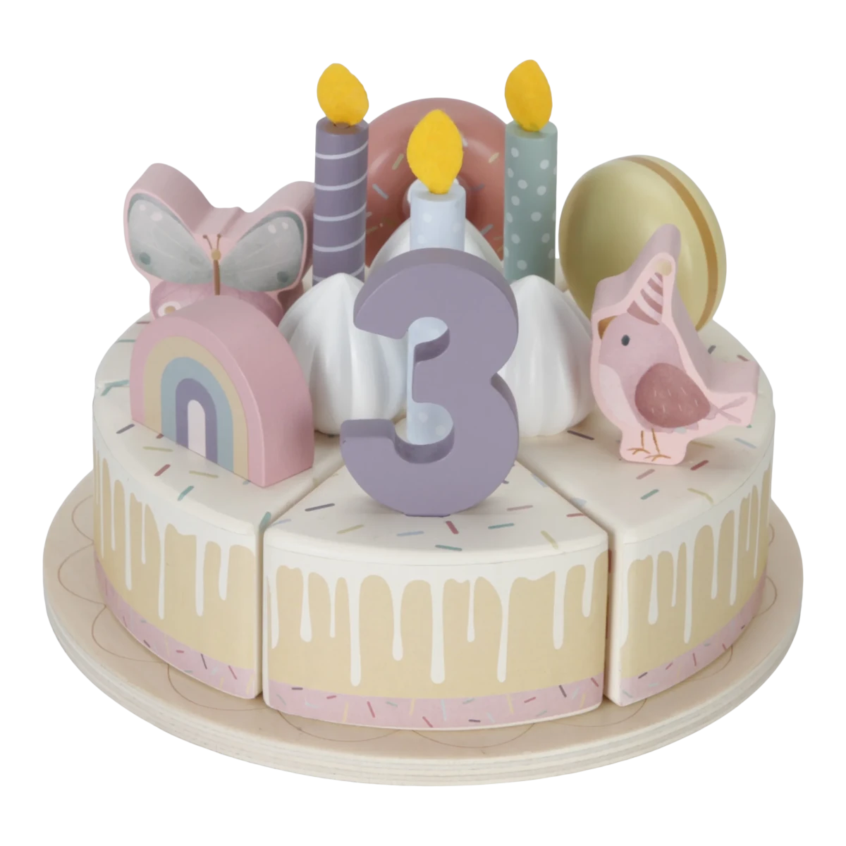 Wooden Birthday Cake Pink FSC – for children, available at Learning Bugs UK