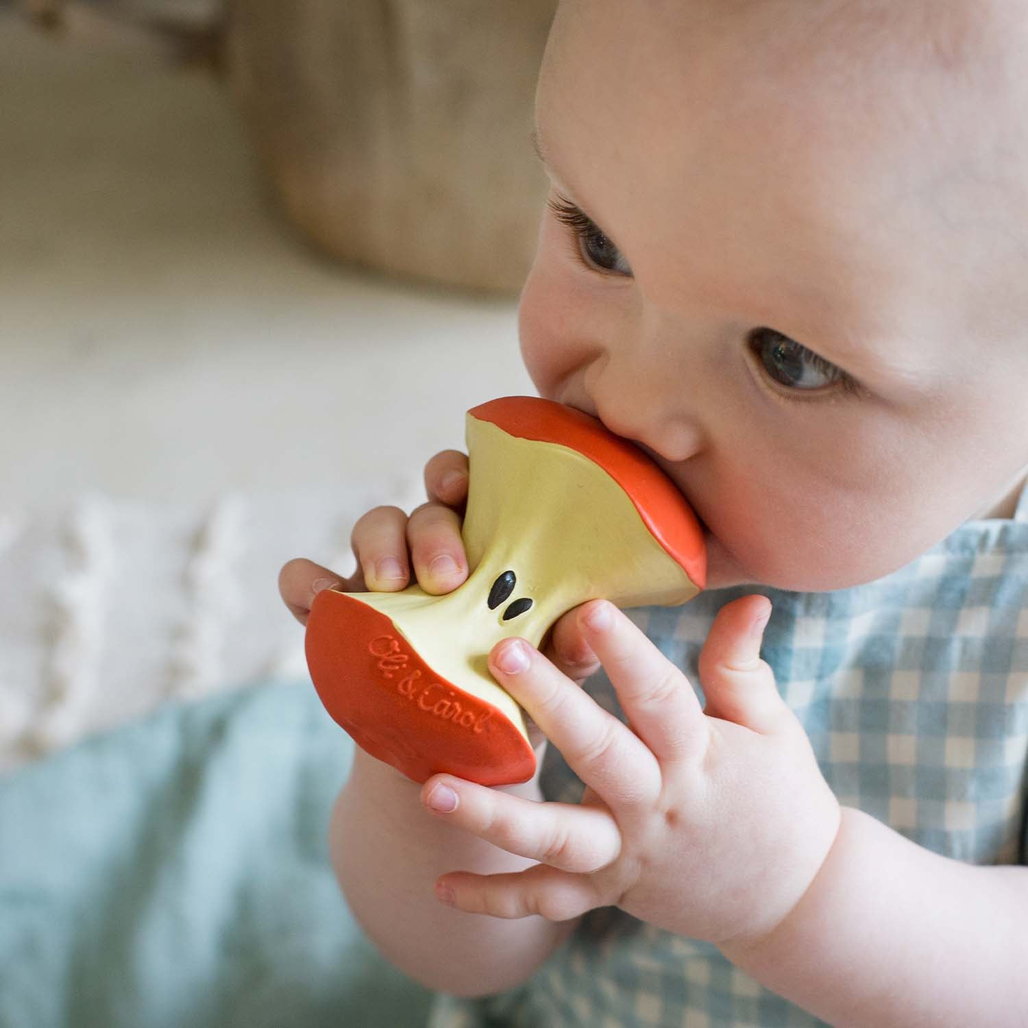 Oli & Carol Pepa the Apple Teether – Baby Teethers for children, available at Learning Bugs UK