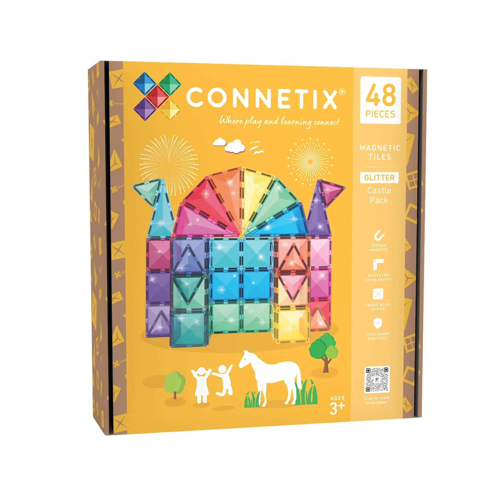 Buy Connetix Magnetic Tiles 48pc Glitter Castle Pack | for kids by Learning Bugs UK