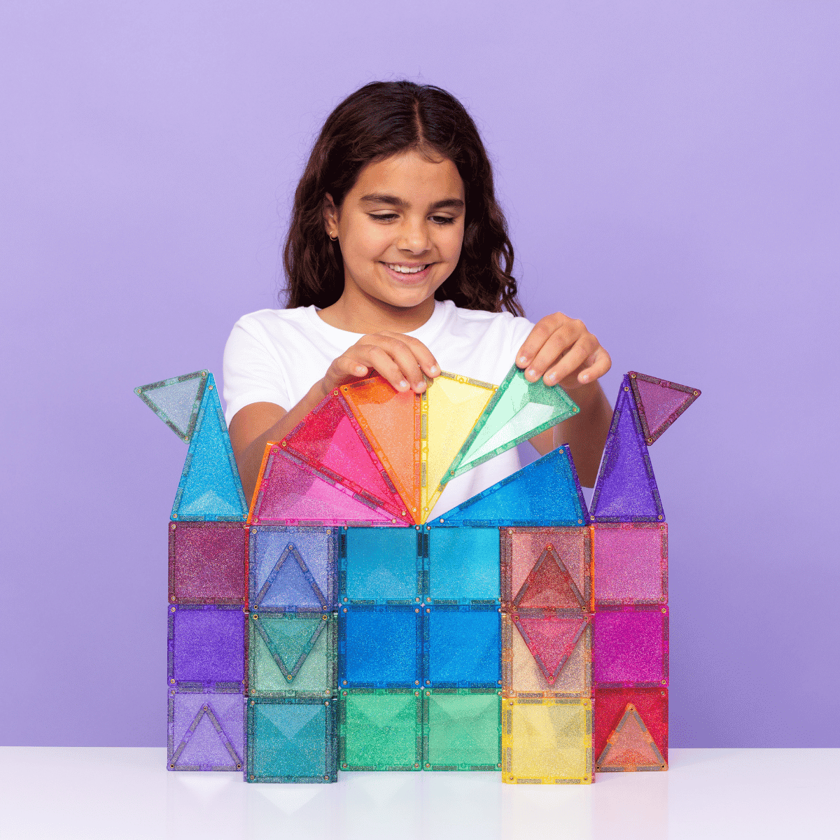 Buy Connetix Magnetic Tiles 48pc Glitter Castle Pack | for kids by Learning Bugs UK