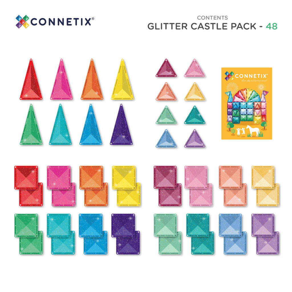 Connetix Magnetic Tiles 48pc Glitter Castle Pack