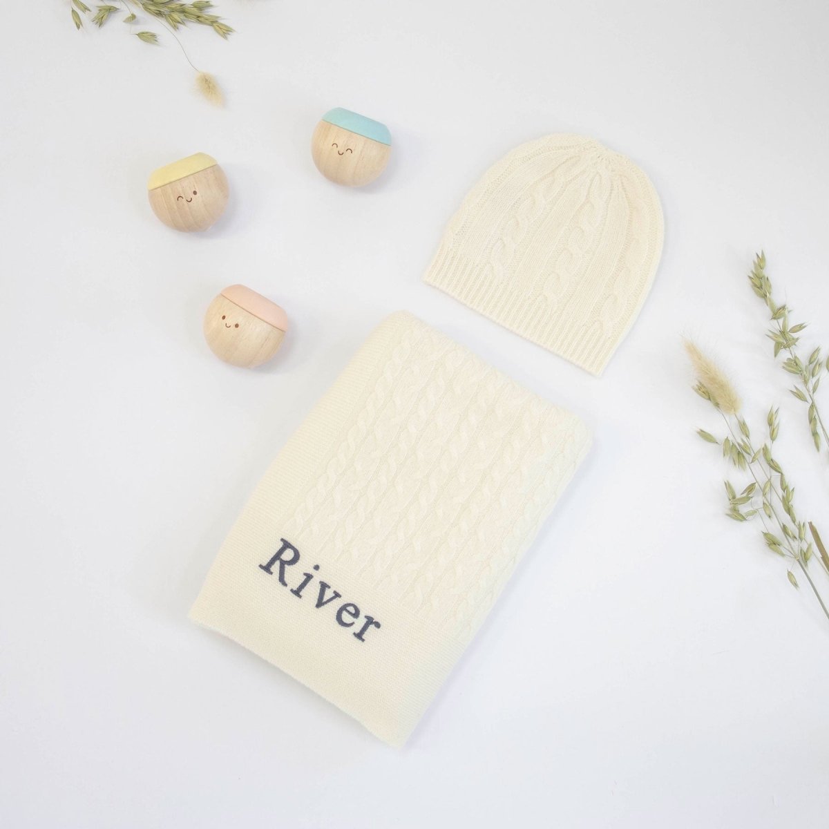 Cable Knit Cashmere and Sensory Balls - Ivory – for children, available at Learning Bugs UK