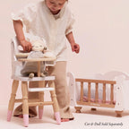 Le Toy Van Doll's Wooden High Chair – for children, available at Learning Bugs UK