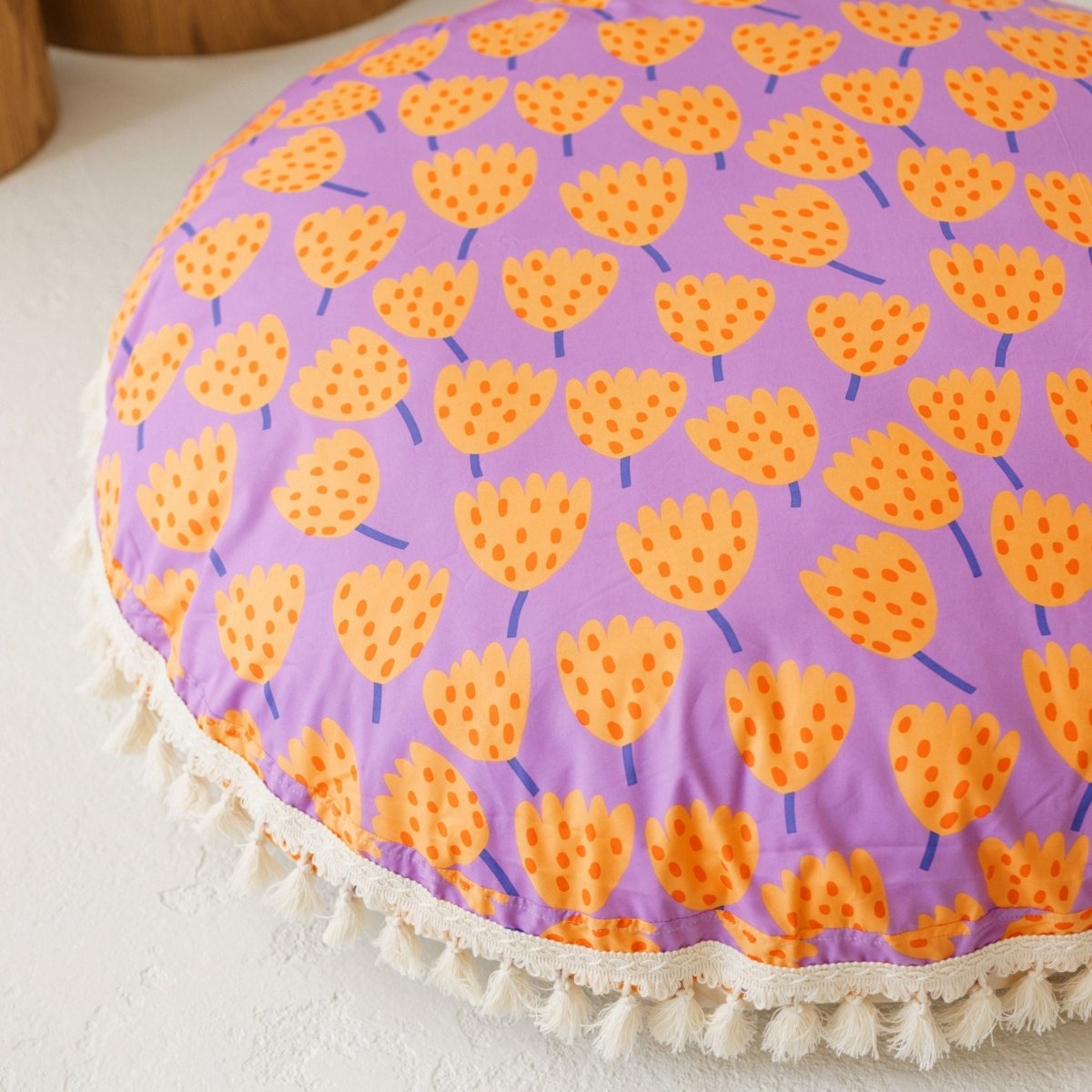 MINICAMP Large Kids Floor Cushion in Vibrant Tulip Pattern – Floor Pillows for children, available at Learning Bugs UK