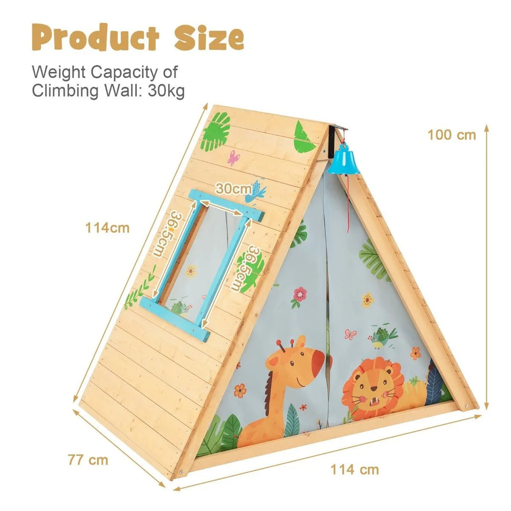 Buy 2 - in - 1 Children Climbing Playhouse with Front Bell and Window | for kids by Learning Bugs UK