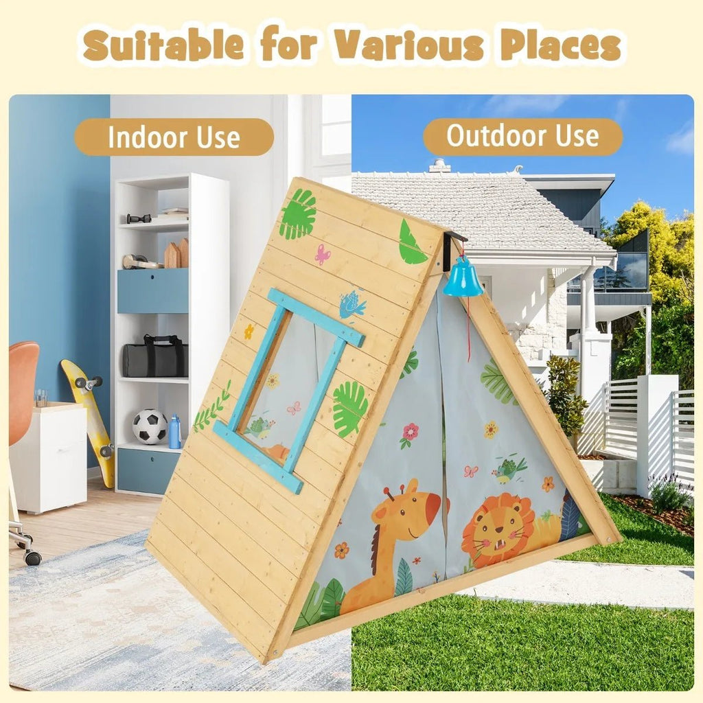 Buy 2 - in - 1 Children Climbing Playhouse with Front Bell and Window | for kids by Learning Bugs UK